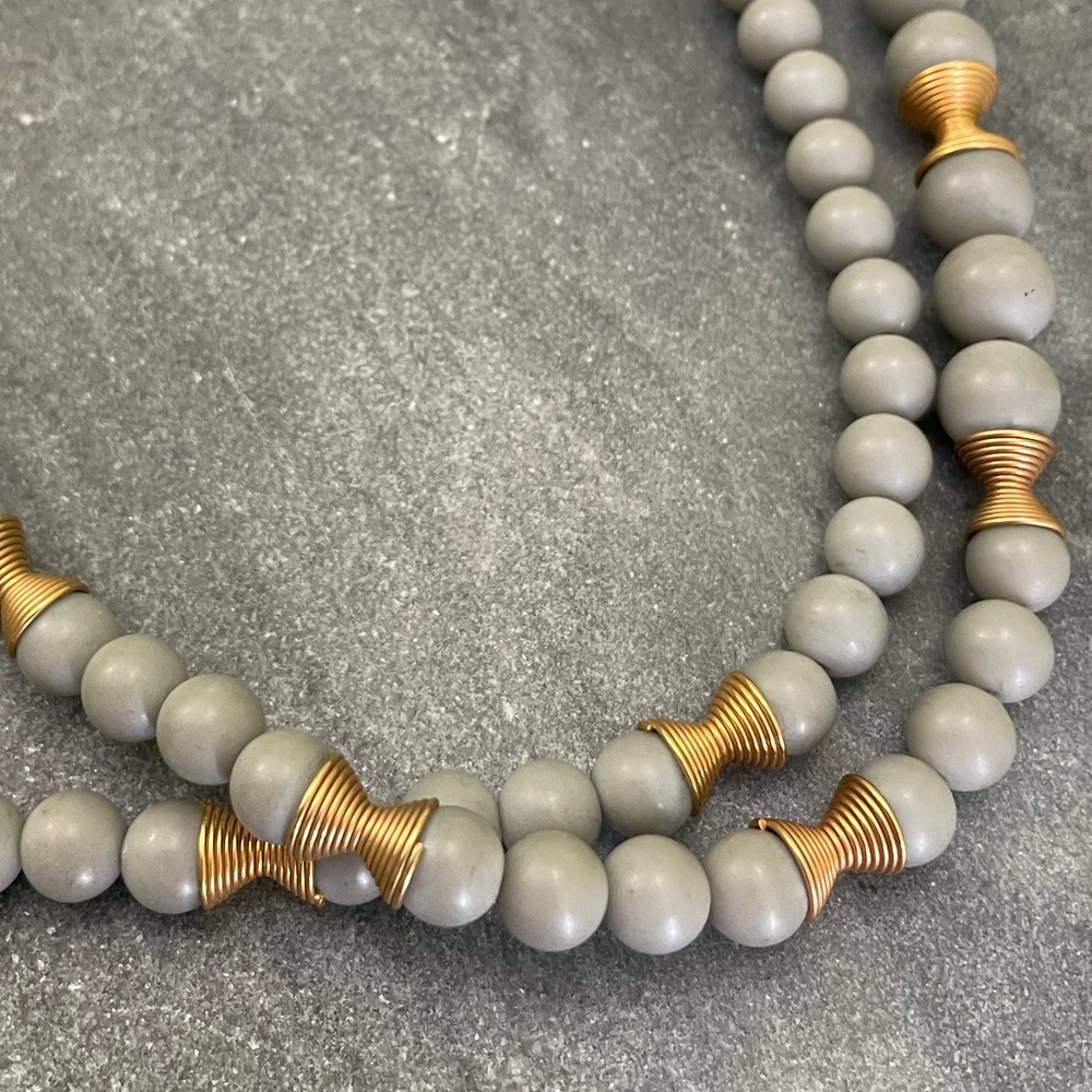 Vintage Grey Gold Beaded Necklace - Picture 3 of 7
